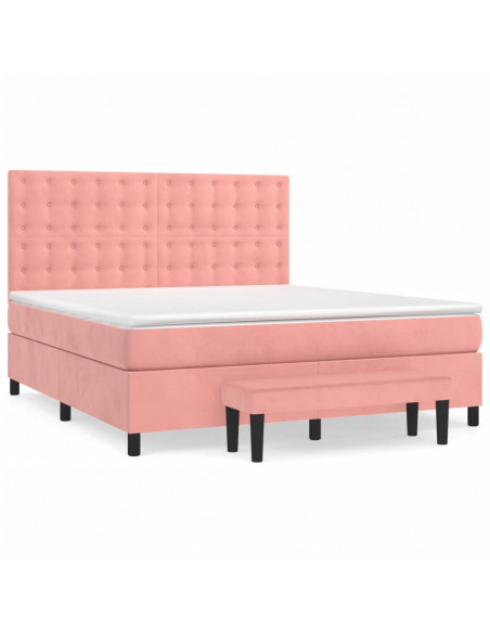 Giroletto a Molle con Materasso Rosa 160x200 cm in Velluto