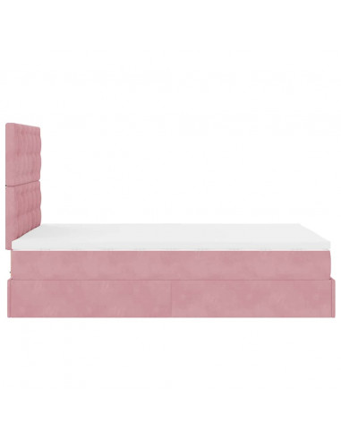 Struttura Letto Pouf con Materasso Rosa 120x200 cm Velluto