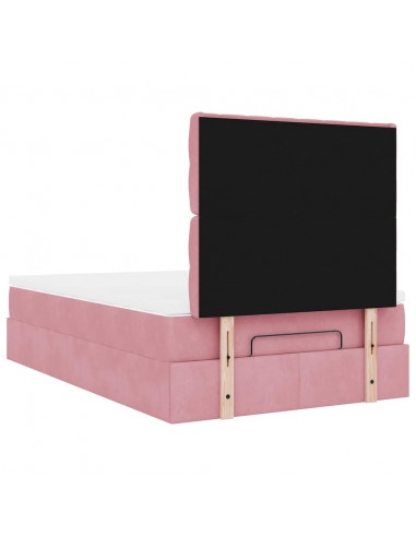 Struttura Letto Pouf con Materasso Rosa 120x200 cm Velluto