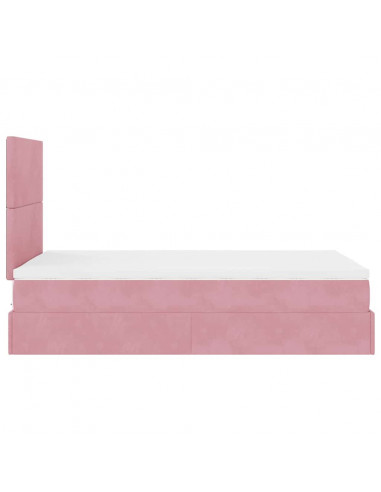 Struttura Letto Pouf con Materasso Rosa 120x200 cm Velluto