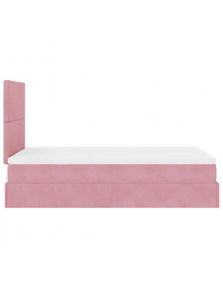 Struttura Letto Pouf con Materasso Rosa 120x200 cm Velluto