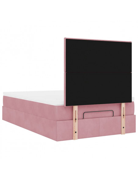 Struttura Letto Pouf con Materasso Rosa 120x200 cm Velluto