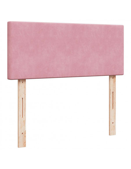 Struttura Letto Pouf con Materasso Rosa 120x200 cm Velluto