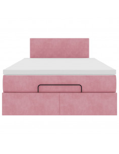 Struttura Letto Pouf con Materasso Rosa 120x200 cm Velluto 2