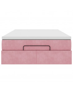 Struttura Letto Pouf con Materasso Rosa 120x200 cm Velluto 2