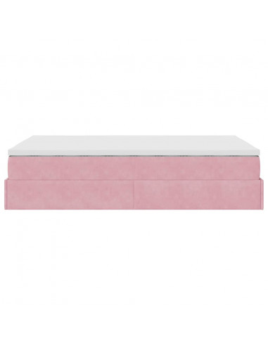 Struttura Letto Pouf con Materasso Rosa 120x200 cm Velluto