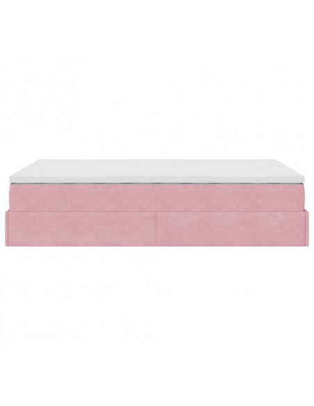 Struttura Letto Pouf con Materasso Rosa 120x200 cm Velluto