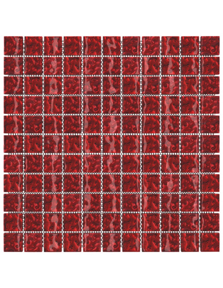 Piastrelle Mosaico 11 pz Rosso 30x30 cm in Vetro