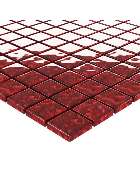 Piastrelle Mosaico 11 pz Rosso 30x30 cm in Vetro