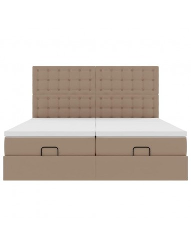 Pouf Letto con Materassi e LED Cappuccino 160x200cm Similpelle