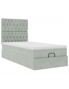 Struttura Letto Pouf con Materassi 100x200 cm Velluto 2