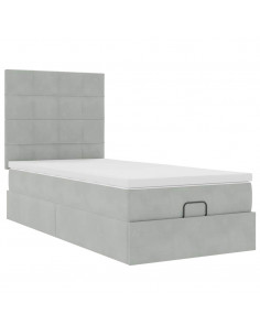 Struttura Letto Pouf con Materassi 100x200 cm Velluto 2