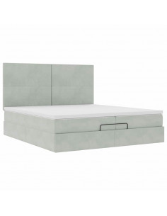 Struttura Letto Pouf con Materassi 200x200 cm Velluto 2
