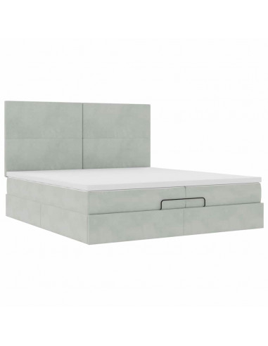 Struttura Letto Pouf con Materassi 200x200 cm Velluto