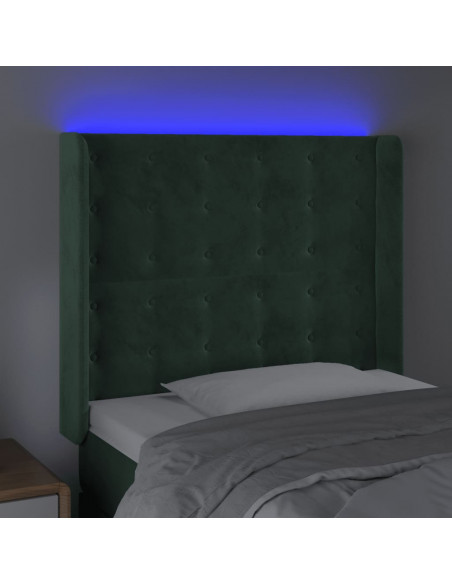 Testiera a LED Verde Scuro 83x16x118/128 cm in Velluto