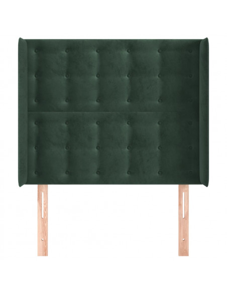 Testiera ad Orecchio Verde Scuro 83x16x118/128 cm in Velluto