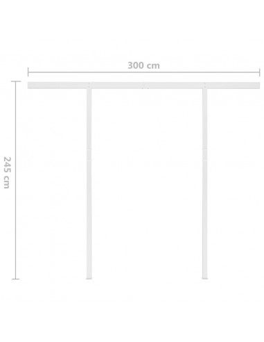 Tenda da Sole Retrattile Manuale con Pali 3,5x2,5 m Crema