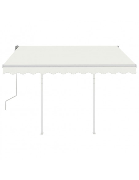 Tenda da Sole Retrattile Manuale con Pali 3,5x2,5 m Crema