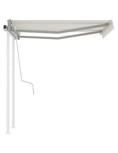 Tenda da Sole Retrattile Manuale con Pali 3,5x2,5 m Crema