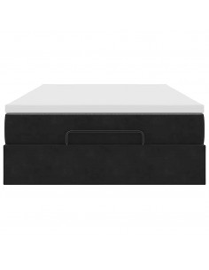 Struttura Letto Pouf con Materasso Nero 120x200 cm Velluto 2