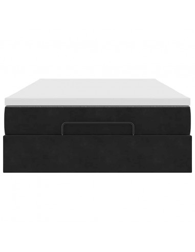 Struttura Letto Pouf con Materasso Nero 120x200 cm Velluto