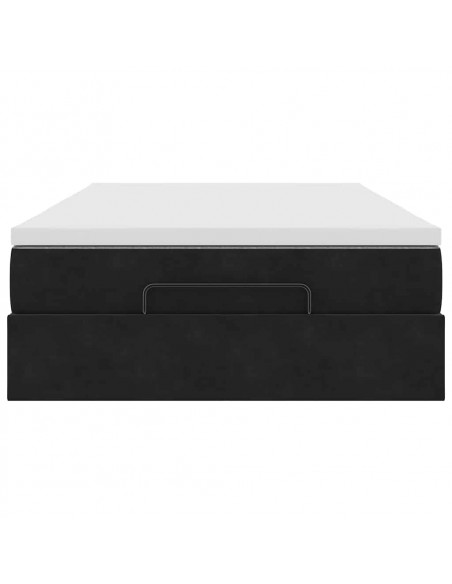 Struttura Letto Pouf con Materasso Nero 120x200 cm Velluto