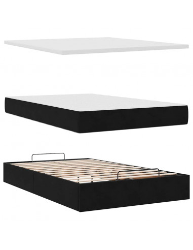 Struttura Letto Pouf con Materasso Nero 120x200 cm Velluto