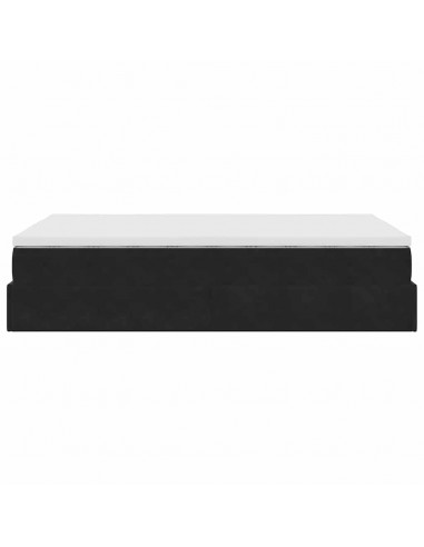 Struttura Letto Pouf con Materasso Nero 120x200 cm Velluto