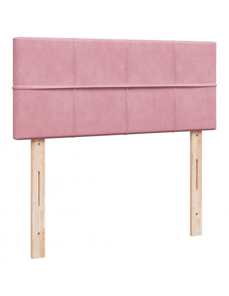 Struttura Letto Pouf con Materasso Rosa 120x200 cm Velluto