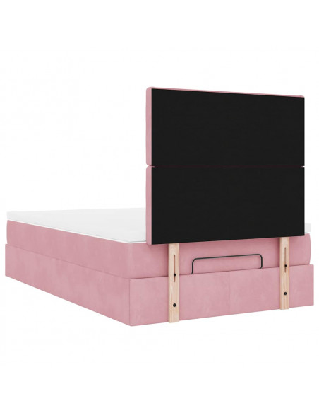 Struttura Letto Pouf con Materasso Rosa 120x200 cm Velluto