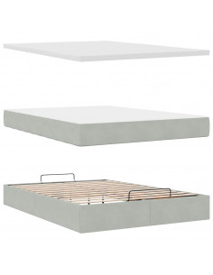 Struttura Letto Pouf con Materasso 140x190 cm Velluto 2