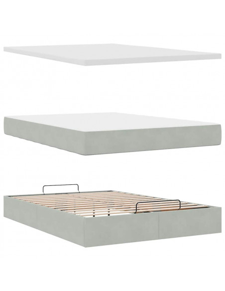 Struttura Letto Pouf con Materasso 140x190 cm Velluto