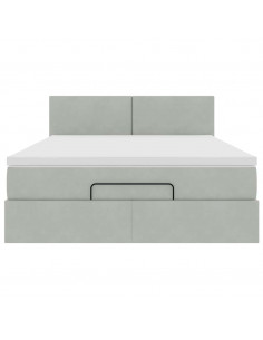 Struttura Letto Pouf con Materasso 140x190 cm Velluto 2