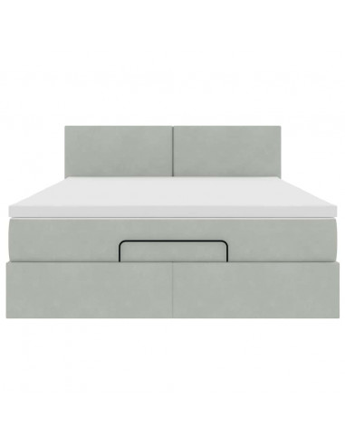 Struttura Letto Pouf con Materasso 140x190 cm Velluto