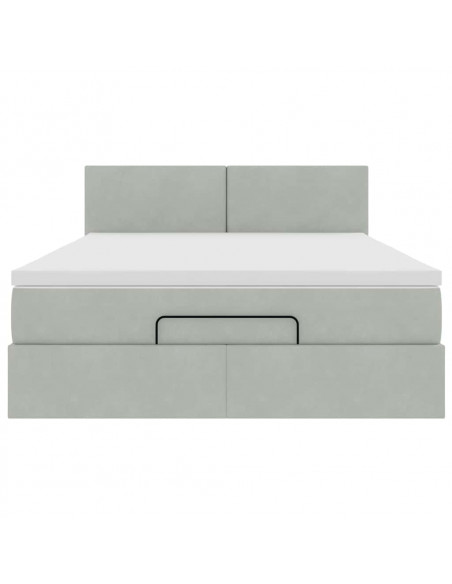 Struttura Letto Pouf con Materasso 140x190 cm Velluto
