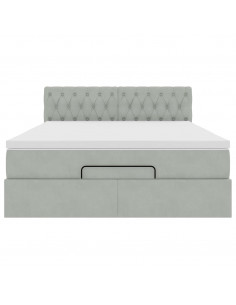 Struttura Letto Pouf con Materasso 140x190 cm Velluto 2