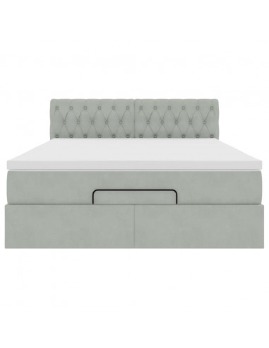 Struttura Letto Pouf con Materasso 140x190 cm Velluto