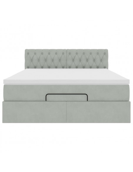 Struttura Letto Pouf con Materasso 140x190 cm Velluto