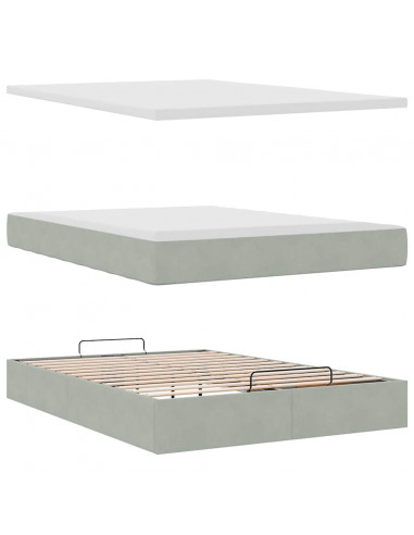 Struttura Letto Pouf con Materasso 140x190 cm Velluto