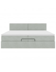 Struttura Letto Pouf con Materasso 200x200 cm in Velluto 2