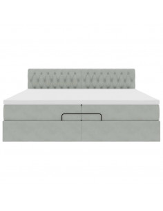 Struttura Letto Pouf con Materasso 200x200 cm in Velluto 2