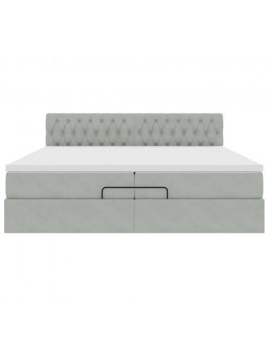 Struttura Letto Pouf con Materasso 200x200 cm in Velluto