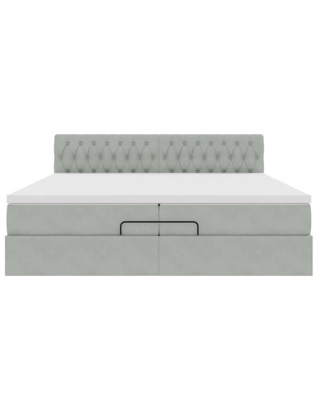 Struttura Letto Pouf con Materasso 200x200 cm in Velluto