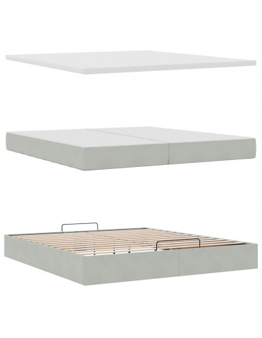 Struttura Letto Pouf con Materasso 200x200 cm in Velluto