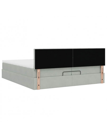 Struttura Letto Pouf con Materasso 200x200 cm in Velluto