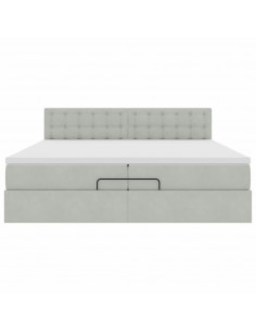 Struttura Letto Pouf con Materasso 200x200 cm in Velluto 2