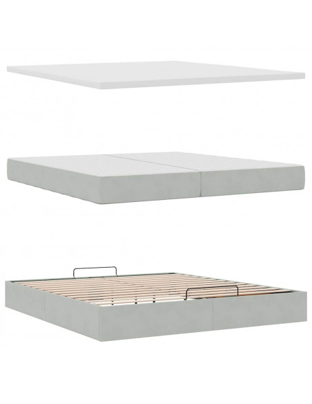 Struttura Letto Pouf con Materasso 200x200 cm in Velluto