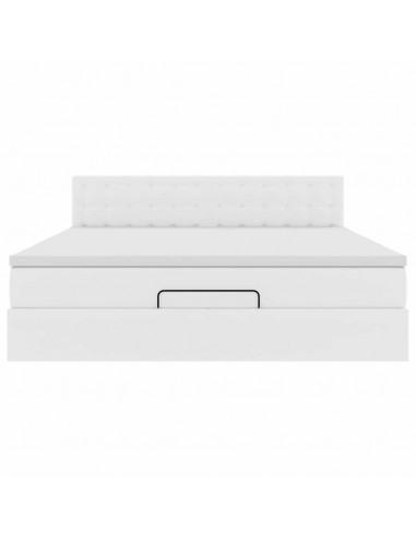 Struttura Letto Pouf con Materasso Bianco 160x200 cm Similpelle