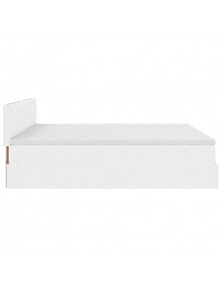 Struttura Letto Pouf con Materasso Bianco 160x200 cm Similpelle