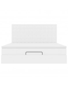 Struttura Letto Pouf con Materasso Bianco 160x200 cm Similpelle 2